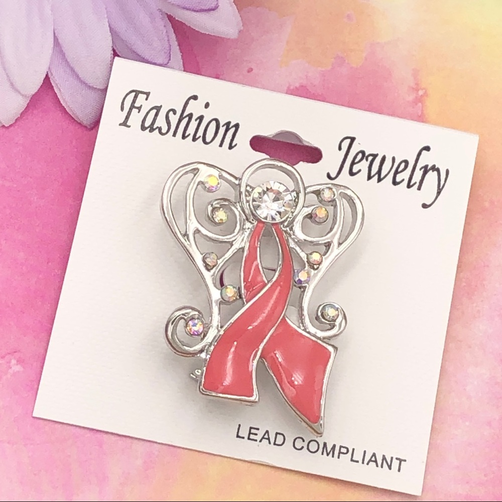 ๐ผ Pink Ribbon Breast Cancer Angel Brooch